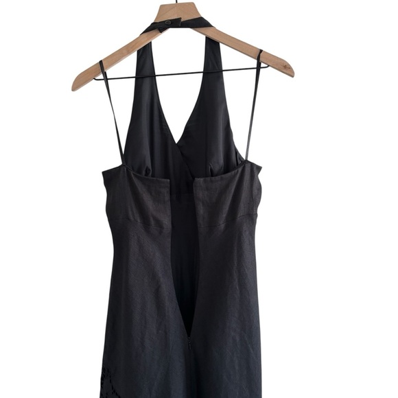 Ann Taylor 100% Linen Black Halter Dress Sz 6 Fit & Flare Cocktail Party Dressy - Picture 8 of 16